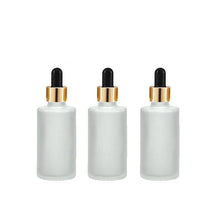 Load image into Gallery viewer, 6 FROSTED Cylinder 30ml Glass Bottles w/ Metallic Gold Glass Dropper  1 Oz UPSCALE LUXURY Cosmetic Skincare Packaging, Serum Essential Oil