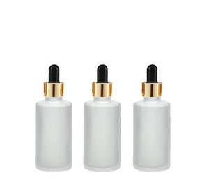 6 FROSTED Cylinder 30ml Glass Bottles w/ Metallic Gold Glass Dropper  1 Oz UPSCALE LUXURY Cosmetic Skincare Packaging, Serum Essential Oil
