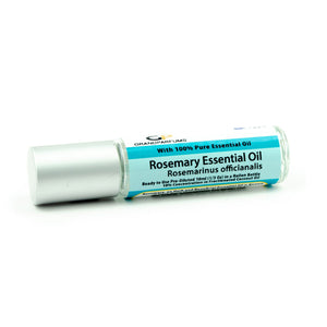 Prediluted ROSEMARY ESSENTIAL OIL, 10ml Roller Bottle Ready to Use, Pure Organic Oil, with Fractionated Coconut Oil, Matte Silver Cap