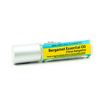 Load image into Gallery viewer, Prediluted BERGAMOT ESSENTIAL OIL, 10ml Roller Bottle Ready to Use, Pure Organic Oil, with Fractionated Coconut Oil, Matte Silver Cap