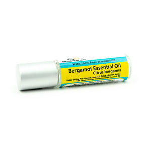 Prediluted BERGAMOT ESSENTIAL OIL, 10ml Roller Bottle Ready to Use, Pure Organic Oil, with Fractionated Coconut Oil, Matte Silver Cap