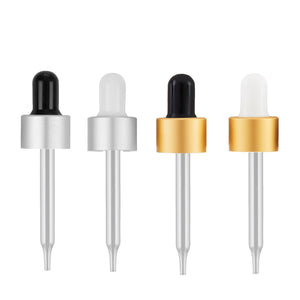 50 LUXURY Glass & Aluminum Metal Shell Dropper Caps SHINY or MATTE Gold/Silver 20-400 Private Label Cosmetic Pkg 30ml, 60ml (1 or 2 Oz Size)