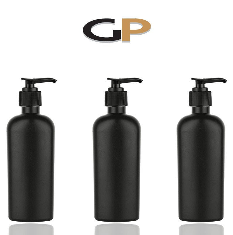 6 BLACK MATTE OVaL 6 Oz Lotion Pump Bottles, HDPE Plastic w/ Black Lotion Pump 180ml Private Label Shampoo, Body Cream Masculine