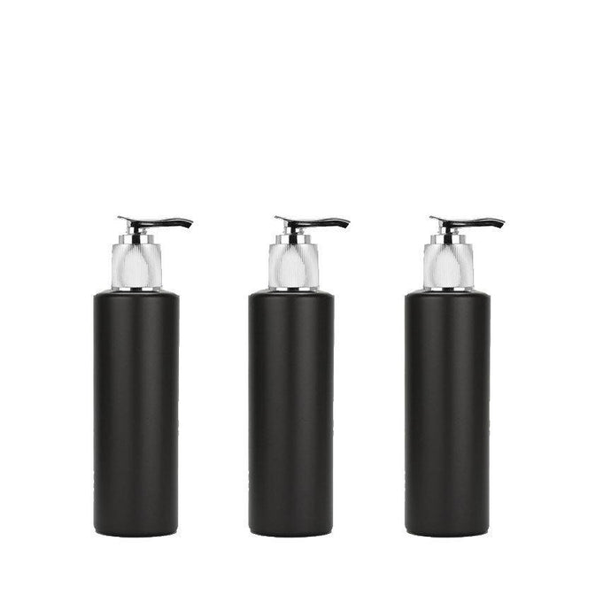 12 BLACK MATTE Cylindrical 4 Oz Lotion Pump Bottles, HDPE Plastic w/ Silver Ribbed Pump 120ml Private Label Shampoo, Conditioner Masculine