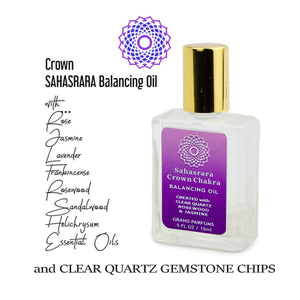 Full Set 7 CHAKRA BALANCING OILS in 15ml Square Flat Roller Bottle with Natural  Gemstones  and Essential Oils