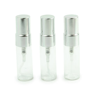 6 CLEAR Glass 5ml Fine Mist Atomizer Bottles 5 ml w/ SILVER or GOLD Metallic Spray Mist Caps Perfume Cologne Travel Size Sample Packaging