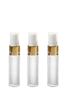 12 Frosted Glass 10mL GOLD or SILVER Fine Mist Atomizer Bottles 10 ml w/ Metallic Spray Cap Perfume Cologne Travel Size Sample Party Favor