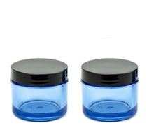 Load image into Gallery viewer, TURQUOISE, Teal Premium UPSCALE 50ml Thick Wall Plastic 1.7 Oz Beauty Cosmetic Cream Jars Body Butter DIY Sugar Scrub Face Mask Black Lids