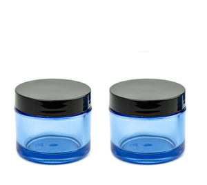 TURQUOISE, Teal Premium UPSCALE 50ml Thick Wall Plastic 1.7 Oz Beauty Cosmetic Cream Jars Body Butter DIY Sugar Scrub Face Mask Black Lids