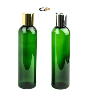 3 LUXURY Black 8 Oz Soap/Hand Cream, Shampoo/Conditioner Shiny 240ml MODERN PET Cosmo Bullet Plastic Bottles w/ Metallic Disc Cap Dispenser