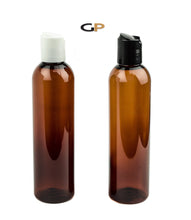 Load image into Gallery viewer, 3 Blue 8 Oz Soap/Hand Cream, Shampoo/Conditioner Shiny 240ml MODERN PET Cosmo Bullet Plastic Bottles w/ Black or White Disc Cap Dispenser