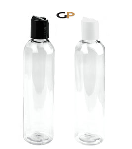 3 Blue 8 Oz Soap/Hand Cream, Shampoo/Conditioner Shiny 240ml MODERN PET Cosmo Bullet Plastic Bottles w/ Black or White Disc Cap Dispenser