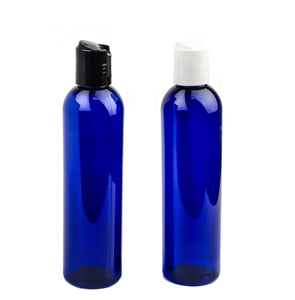 3 Blue 8 Oz Soap/Hand Cream, Shampoo/Conditioner Shiny 240ml MODERN PET Cosmo Bullet Plastic Bottles w/ Black or White Disc Cap Dispenser