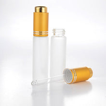 Load image into Gallery viewer, 6 FROSTED GLASS 20ml DROPPER Glass Bottles w/ Metallic Matte Gold/Silver Cap Dropper LUXuRY Cosmetic Packaging Serum Essential Oil