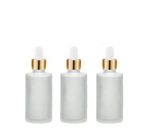 Load image into Gallery viewer, 6 FROSTED Cylinder 30ml Glass Bottles w/ Metallic Gold Glass Dropper  1 Oz UPSCALE LUXURY Cosmetic Skincare Packaging, Serum Essential Oil