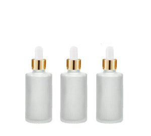 6 FROSTED Cylinder 30ml Glass Bottles w/ Metallic Gold Glass Dropper  1 Oz UPSCALE LUXURY Cosmetic Skincare Packaging, Serum Essential Oil