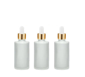 12 FROSTED Cylinder 30ml Glass Bottles w/ Metallic Gold Glass Dropper  1 Oz UPSCALE LUXURY Cosmetic Skincare Packaging, Serum Essential Oil