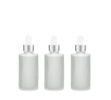Load image into Gallery viewer, 12 FROSTED Cylinder 30ml Glass Bottles w/ Metallic Gold Glass Dropper  1 Oz UPSCALE LUXURY Cosmetic Skincare Packaging, Serum Essential Oil