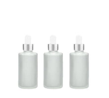 Load image into Gallery viewer, 6 FROSTED Cylinder 30ml Glass Bottles w/ Metallic Gold Glass Dropper  1 Oz UPSCALE LUXURY Cosmetic Skincare Packaging, Serum Essential Oil