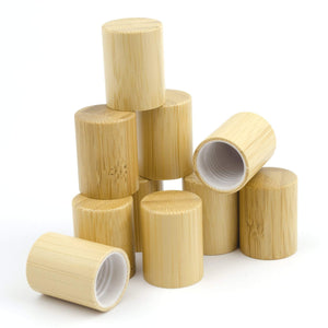 24 NATURAL BAMBOO Caps to fit Standard 5ml and 10ml Glass Roller Bottles, Grand Parfums Green Packaging, DIY Spas, Private Label Packaging