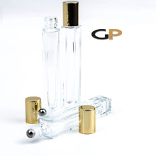 Load image into Gallery viewer, PREMIUM 10 ml Square Essential Oil Roller Bottle | Perfume Bottle | Sold in Sets of 2, 4 or 6 | SQUARE Slim 10ml Clear Glass Oil Roll-on