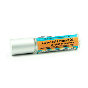 Prediluted CLOVE ESSENTIAL OIL, 10ml Roller Bottle Ready to Use, Pure Organic Oil, with Fractionated Coconut Oil, Matte Silver Cap