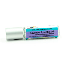 Load image into Gallery viewer, Prediluted LAVENDER ESSENTIAL OIL, 10ml Roller Bottle Ready to Use, Pure Organic Oil, with Fractionated Coconut Oil, Matte Silver Cap