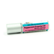 Load image into Gallery viewer, Prediluted PEPPERMINT ESSENTIAL OIL, 10ml Roller Bottle Ready to Use, Pure Organic Oil, with Fractionated Coconut Oil, Matte Silver Cap