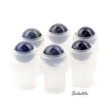 Load image into Gallery viewer, 6 pc BLACK OBSIDIAN Roller Balls GEMSTONE Replacement Roller Ball Fitments Premium Rollon Natural Essential Oil Dram/10ml Glass Bottles