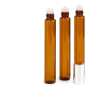 3 CARNELIAN Gemstone Rollerballs in LUXURY Long Slim Clear or Amber Glass 10ml Gold or Silver Cap Bottles 1/3 Oz Essential Oil, Cuticle Oil
