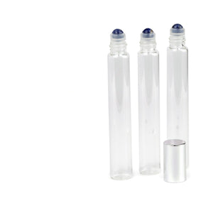 3 CARNELIAN Gemstone Rollerballs in LUXURY Long Slim Clear or Amber Glass 10ml Gold or Silver Cap Bottles 1/3 Oz Essential Oil, Cuticle Oil