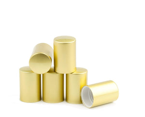 Roller Bottle Caps, MATTE GOLD Caps Roll On Bottle Caps LUXURY Aluminum Replacement for Std. 5ml & 10ml Roller Bottles Pale Gold Finish