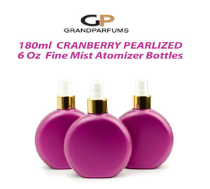 6 LUXURY Atomizer Bottles PEARLiZED PLUM Cranberry PiNK Plastic 6 Oz Shiny Gold, Silver Atomizer Spray Caps 180ml Empty Packaging DIY