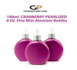 6 LUXURY Atomizer Bottles PEARLiZED PLUM Cranberry PiNK Plastic 6 Oz Shiny Gold, Silver Atomizer Spray Caps 180ml Empty Packaging DIY