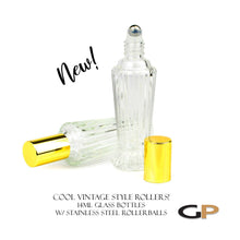 Load image into Gallery viewer, New! Premium 14ml Oil Roller VINTAGE Styled Essential Oil Roller Bottle, Perfume Roll on with Stainless Steel Rollerballs | Single Unit