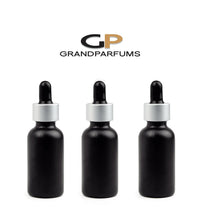 Load image into Gallery viewer, 6 LUXURY MATTE SILVER Dropper Caps on 30ml Frosted Glass Bottles
