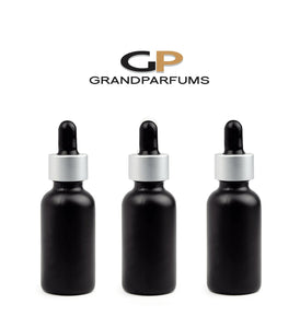 6 LUXURY MATTE SILVER Dropper Caps on 30ml Frosted Glass Bottles