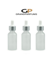 Load image into Gallery viewer, 6 LUXURY MaTTE SILVER Dropper Caps on 30ml Black Matte Glass Bottles