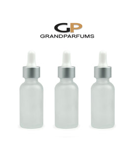 6 LUXURY MaTTE SILVER Dropper Caps on 30ml Black Matte Glass Bottles