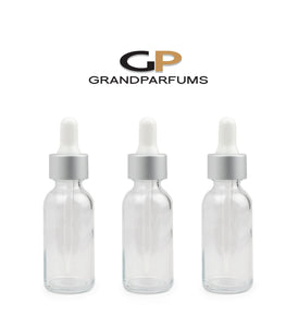 6 LUXURY MaTTE SILVER Dropper Caps on 30ml Black Matte Glass Bottles