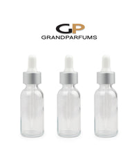 Load image into Gallery viewer, 6 LUXURY MATTE SILVER Dropper Caps on 30ml Frosted Glass Bottles
