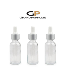 6 LUXURY MATTE SILVER Dropper Caps on 30ml Frosted Glass Bottles