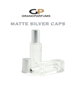 24Pcs 5ml Roller Bottles w/ MATTE Gold/Silver Caps LUXuRY SQUARE Clear Glass Perfume Roll-ons Stainless STEEL Roller, 1/6 Oz Essential Oil