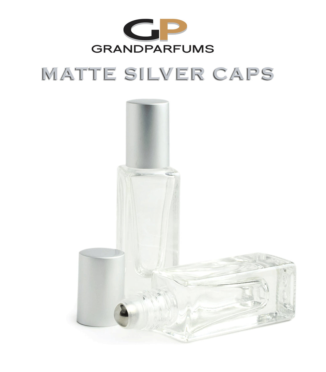 24Pcs 5ml Roller Bottles w/ MATTE Gold/Silver Caps LUXuRY SQUARE Clear Glass Perfume Roll-ons Stainless STEEL Roller, 1/6 Oz Essential Oil