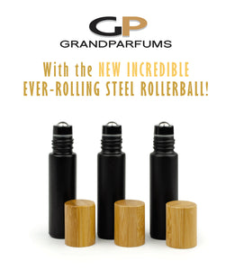 6Pcs No-Leak DELUXE Steel Rollers! LUXURY 10ml SHINY WHITE Quality Essential Oil Glass Bottles w/ Matte Silver or BAMBOO Caps, Essential Oil