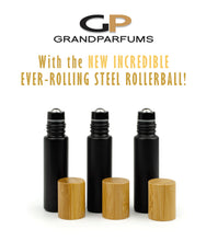 Load image into Gallery viewer, Matte Black Rollers 6Pcs No-Leak Steel Rollers! 10 ml MaTTE BLaCK Essential Oil Glass Bottles w/ Matte Silver or BAMBOO Caps, Essential Oil