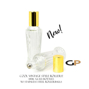 New! Premium 14ml Oil Roller VINTAGE Styled Essential Oil Roller Bottle, Perfume Roll on with Stainless Steel Rollerballs | Single Unit