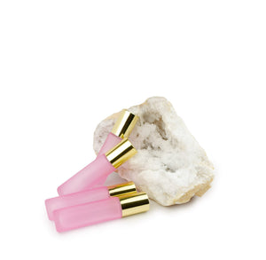 Frosted BLUSH Essential Oil Roller Bottles | 10ml Glass Roller Bottle | SET of 12 | Choose Cap Color | Glass Rollerballs