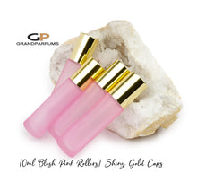 Load image into Gallery viewer, Frosted BLUSH Essential Oil Roller Bottles | 10ml Glass Roller Bottle | SET of 12 | Choose Cap Color | Glass Rollerballs