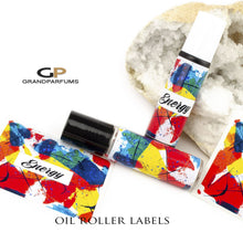 Load image into Gallery viewer, ENERGY! Modern Art Essential Oil Roller LABELS | Water &amp; Oil Resistant for 10ml Bottles | Glossy Color Custom Prints and Designs Available